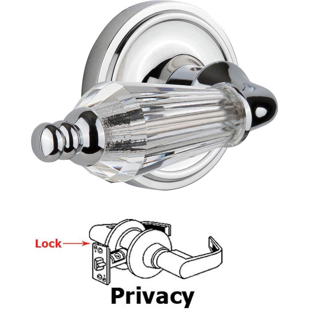Complete Privacy Set Without Keyhole - Classic Rosette with Parlour Crystal Lever in Bright Chrome
