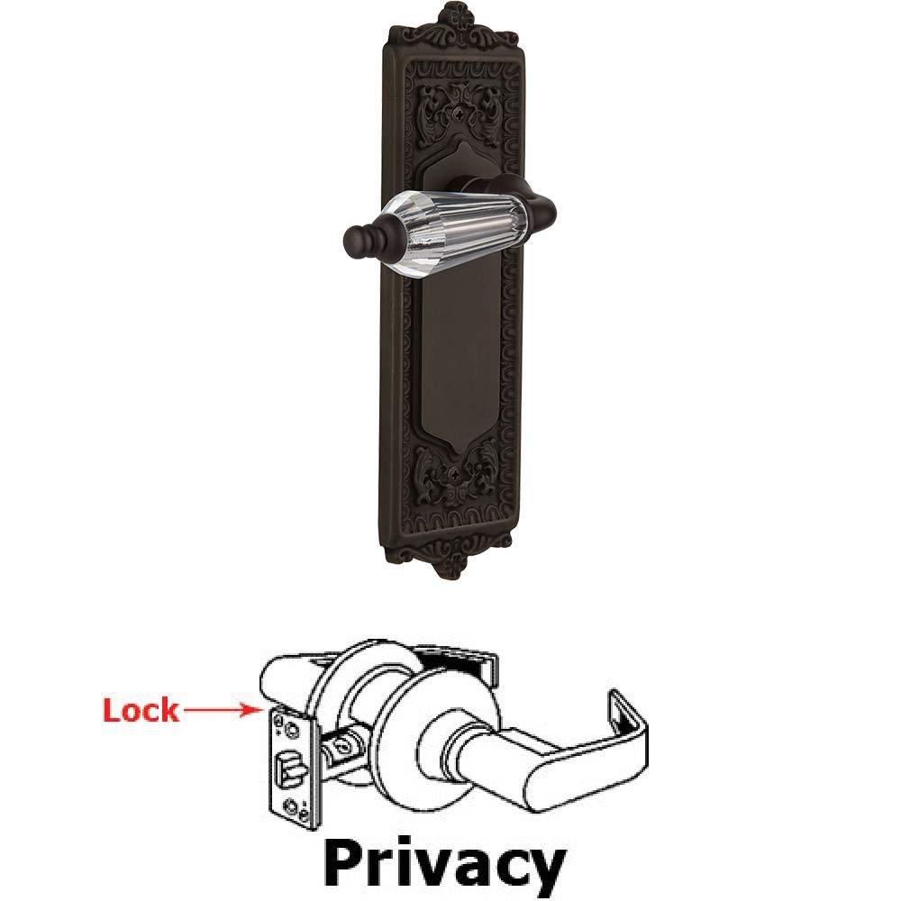 Complete Privacy Set Without Keyhole - Egg & Dart Plate with Parlor Crystal Lever in Oil Rubbed Bronze