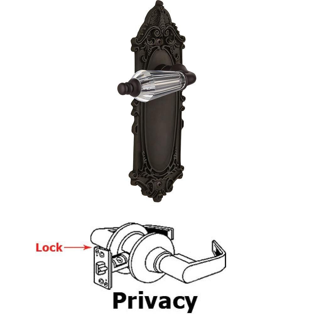 Complete Privacy Set Without Keyhole - Victorian Plate with Parlor Crystal Lever in Oil Rubbed Bronze