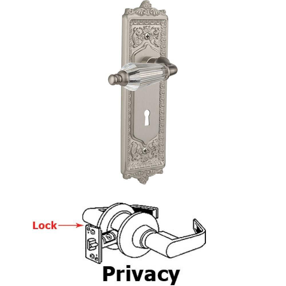 Complete Privacy Set With Keyhole - Egg & Dart Plate with Parlor Crystal Lever in Satin Nickel