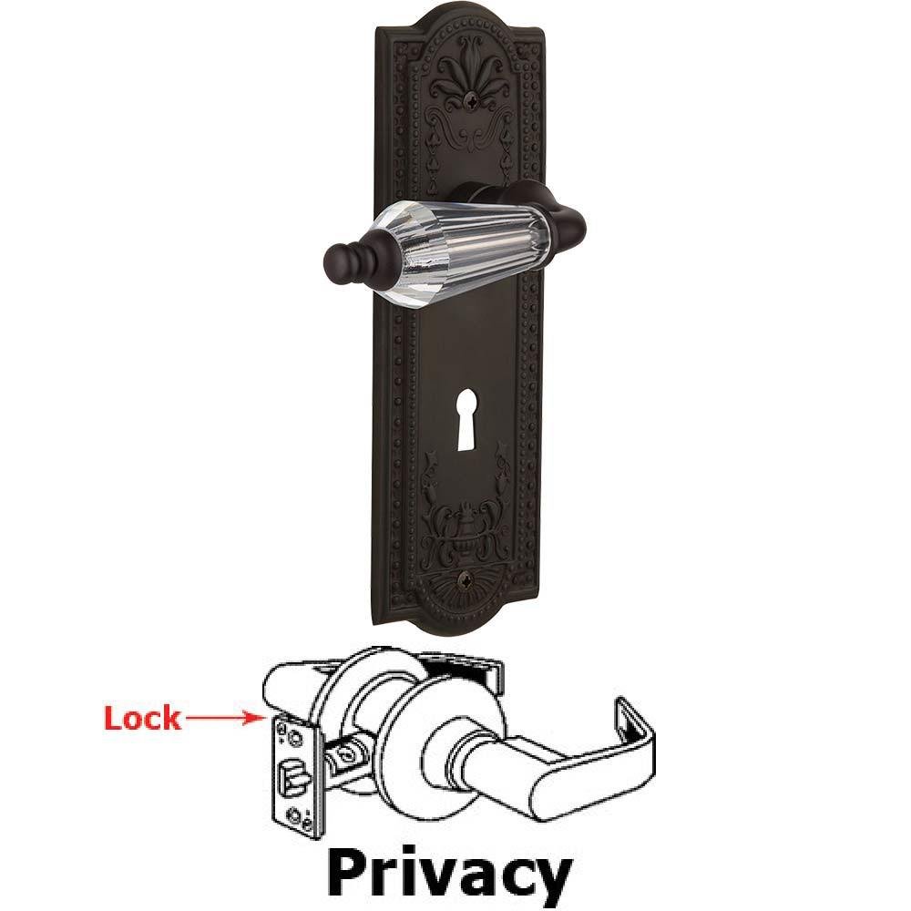 Complete Privacy Set With Keyhole - Meadows Plate with Parlor Crystal Lever in Oil Rubbed Bronze
