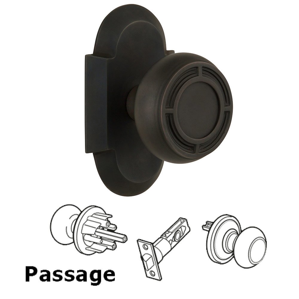Passage Cottage Plate with Mission Knob in Oil Rubbed Bronze