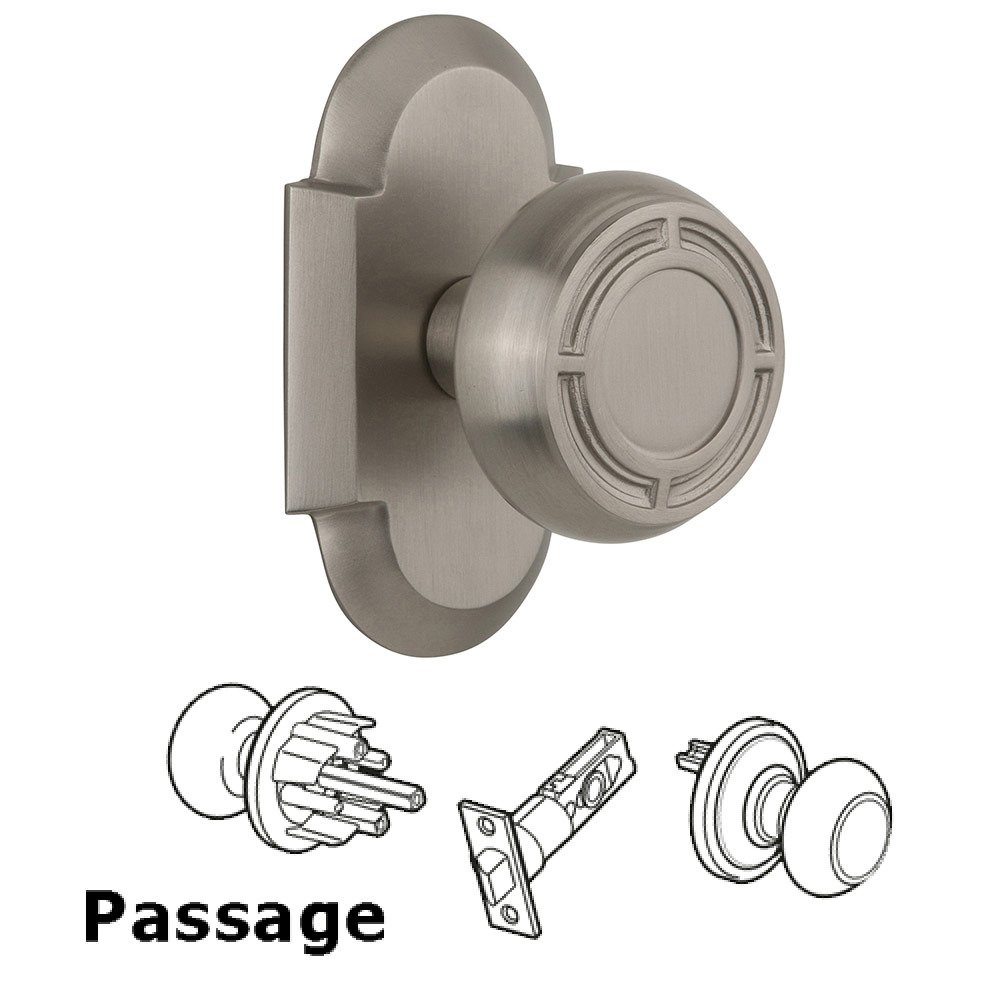 Passage Cottage Plate with Mission Knob in Satin Nickel