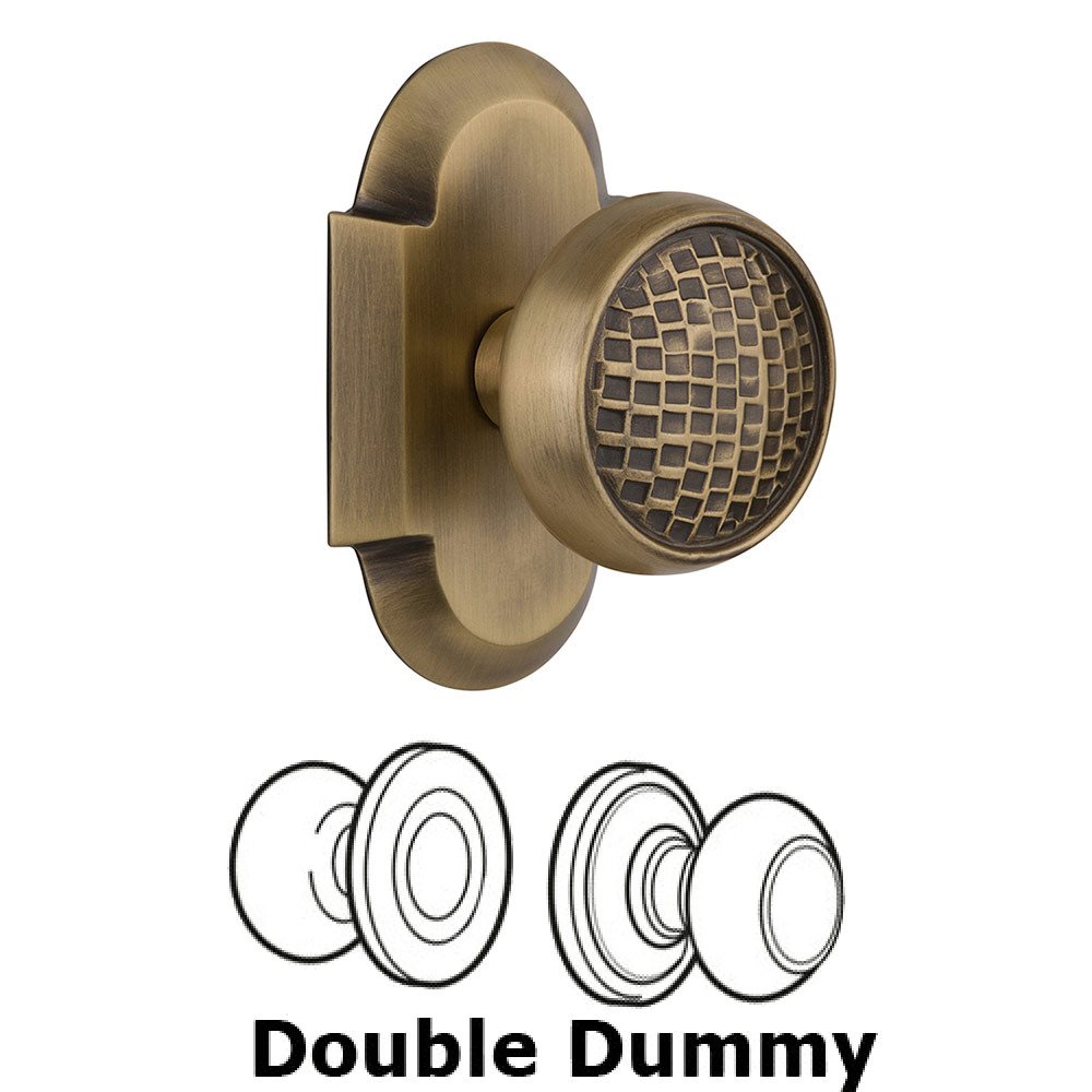 Double Dummy Cottage Plate with Craftsman Knob in Antique Brass
