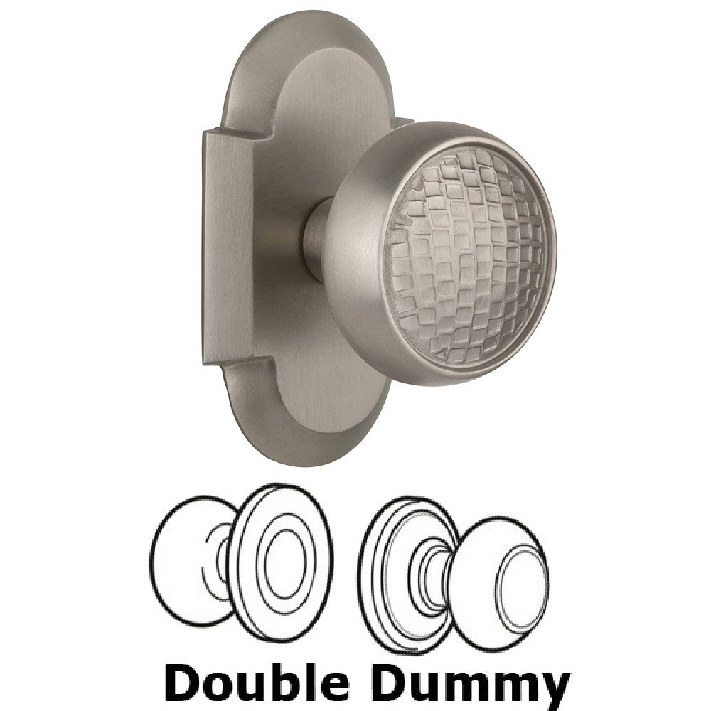 Double Dummy Cottage Plate with Craftsman Knob in Satin Nickel