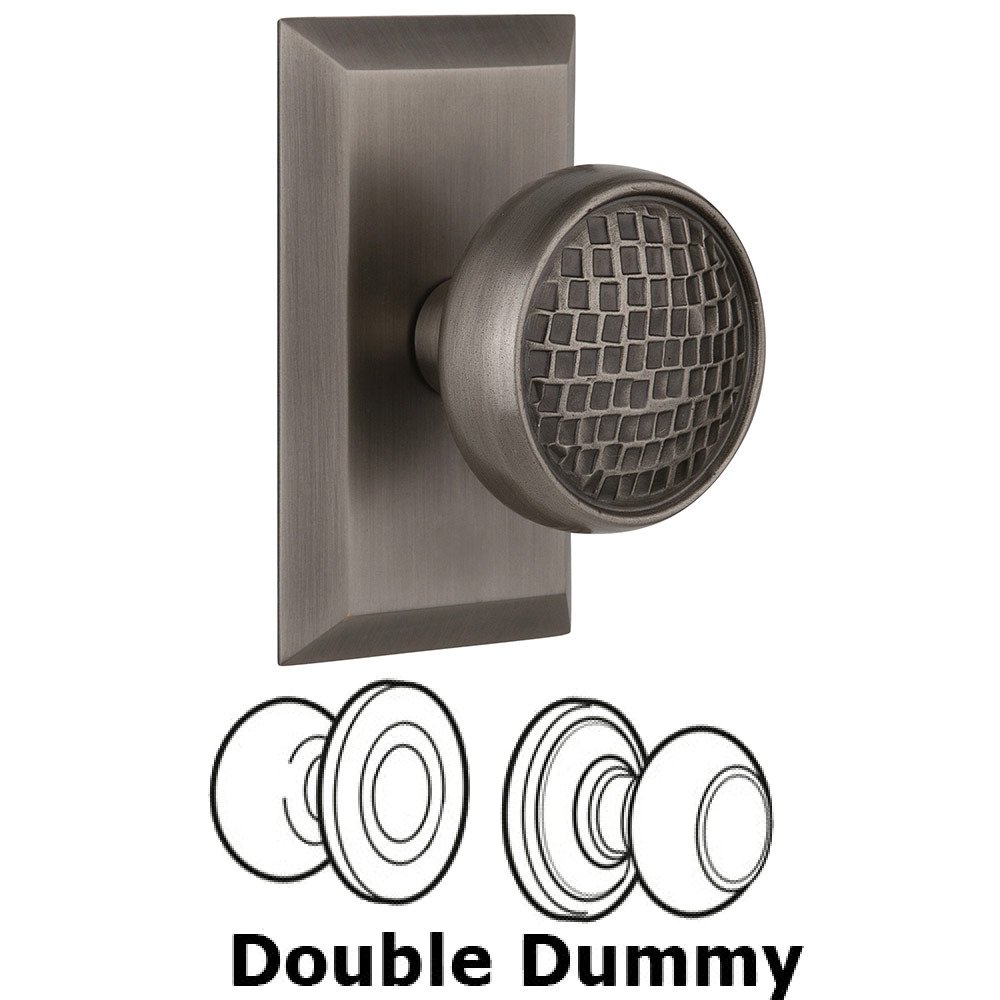 Double Dummy Studio Plate with Craftsman Knob in Antique Pewter