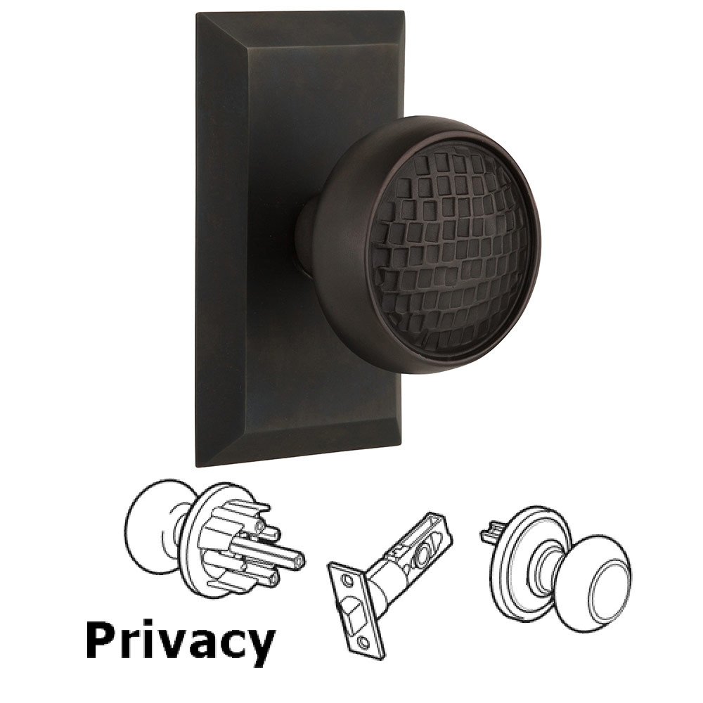 Privacy Studio Plate with Craftsman Knob in Oil Rubbed Bronze