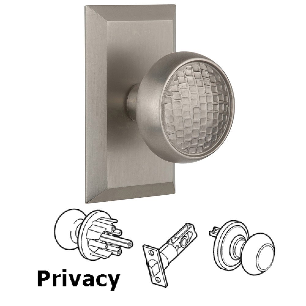 Privacy Studio Plate with Craftsman Knob in Satin Nickel