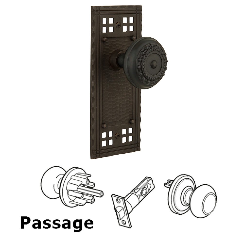 Passage Craftsman Plate with Meadows Knob in Oil Rubbed Bronze