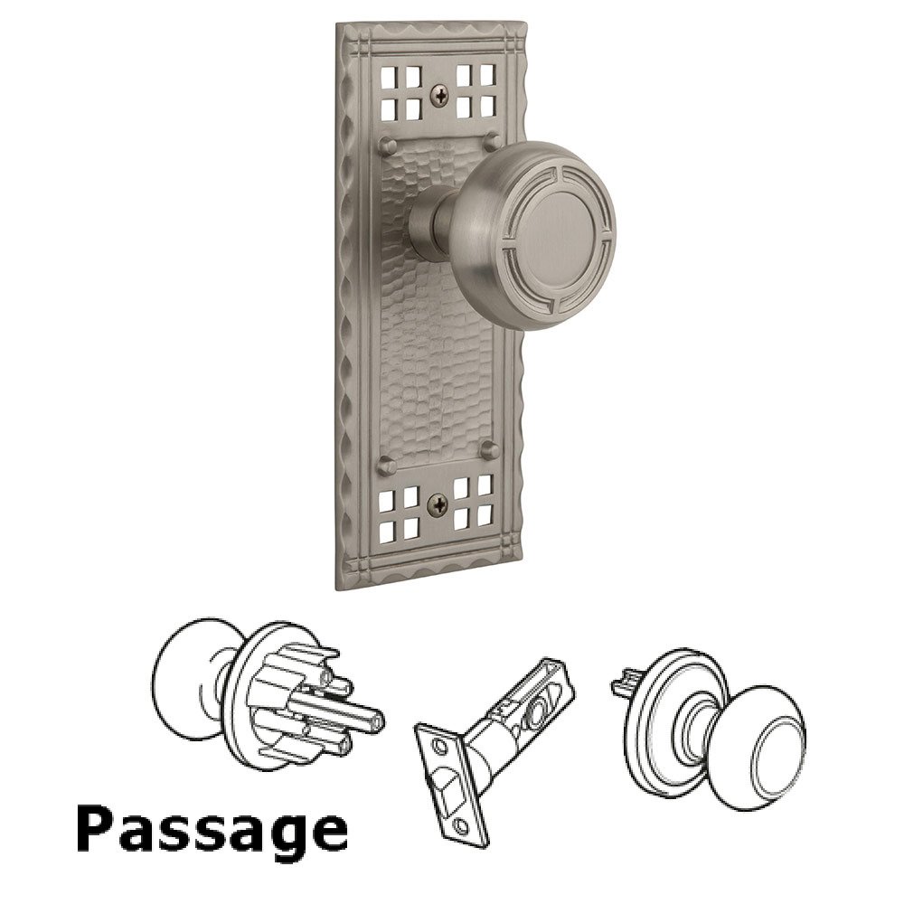 Passage Craftsman Plate with Mission Knob in Satin Nickel