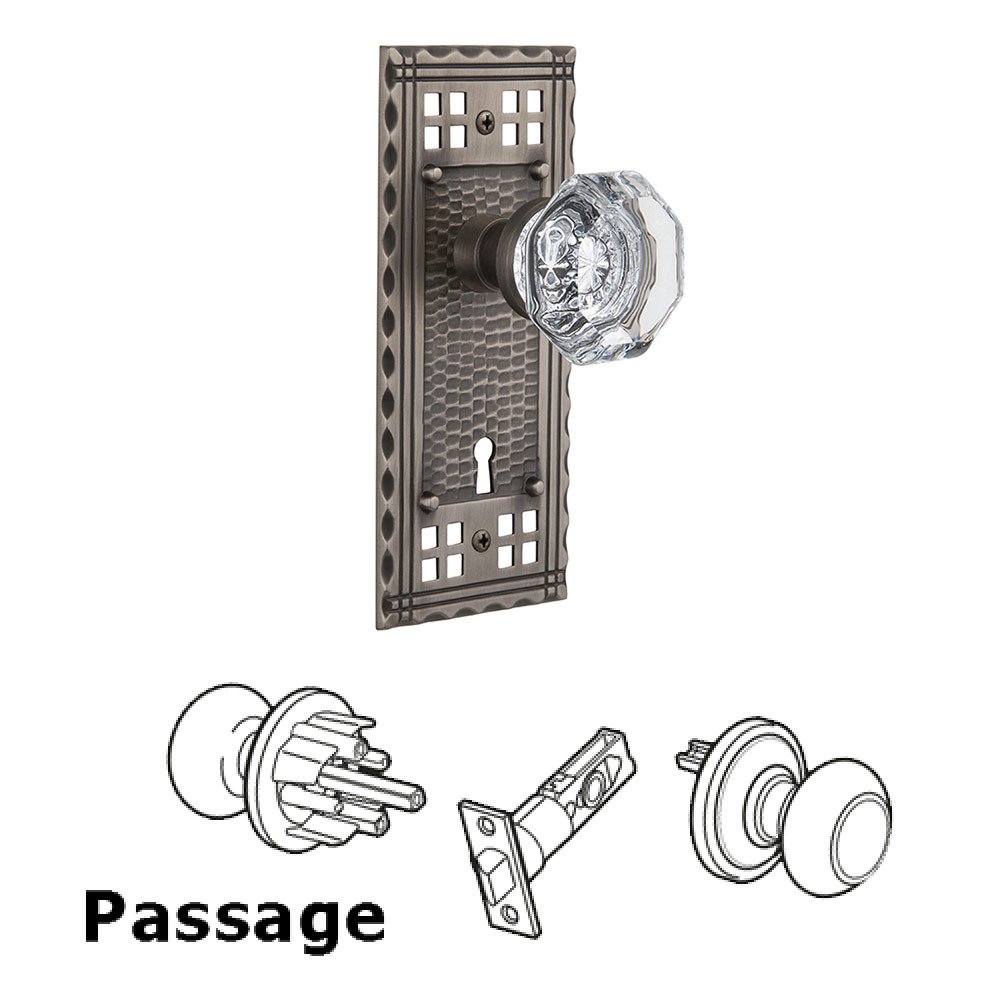 Passage Craftsman Plate with Waldorf Knob and Keyhole in Antique Pewter