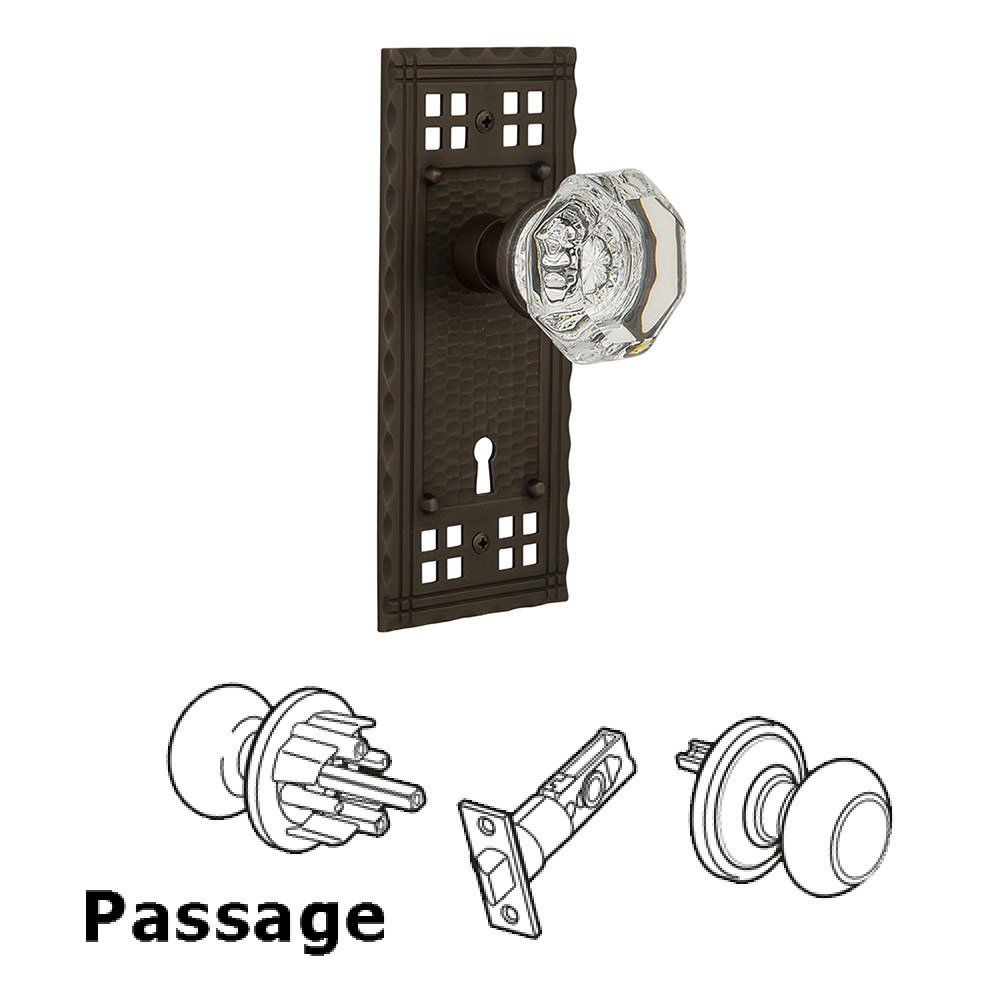 Passage Craftsman Plate with Waldorf Knob and Keyhole in Oil Rubbed Bronze