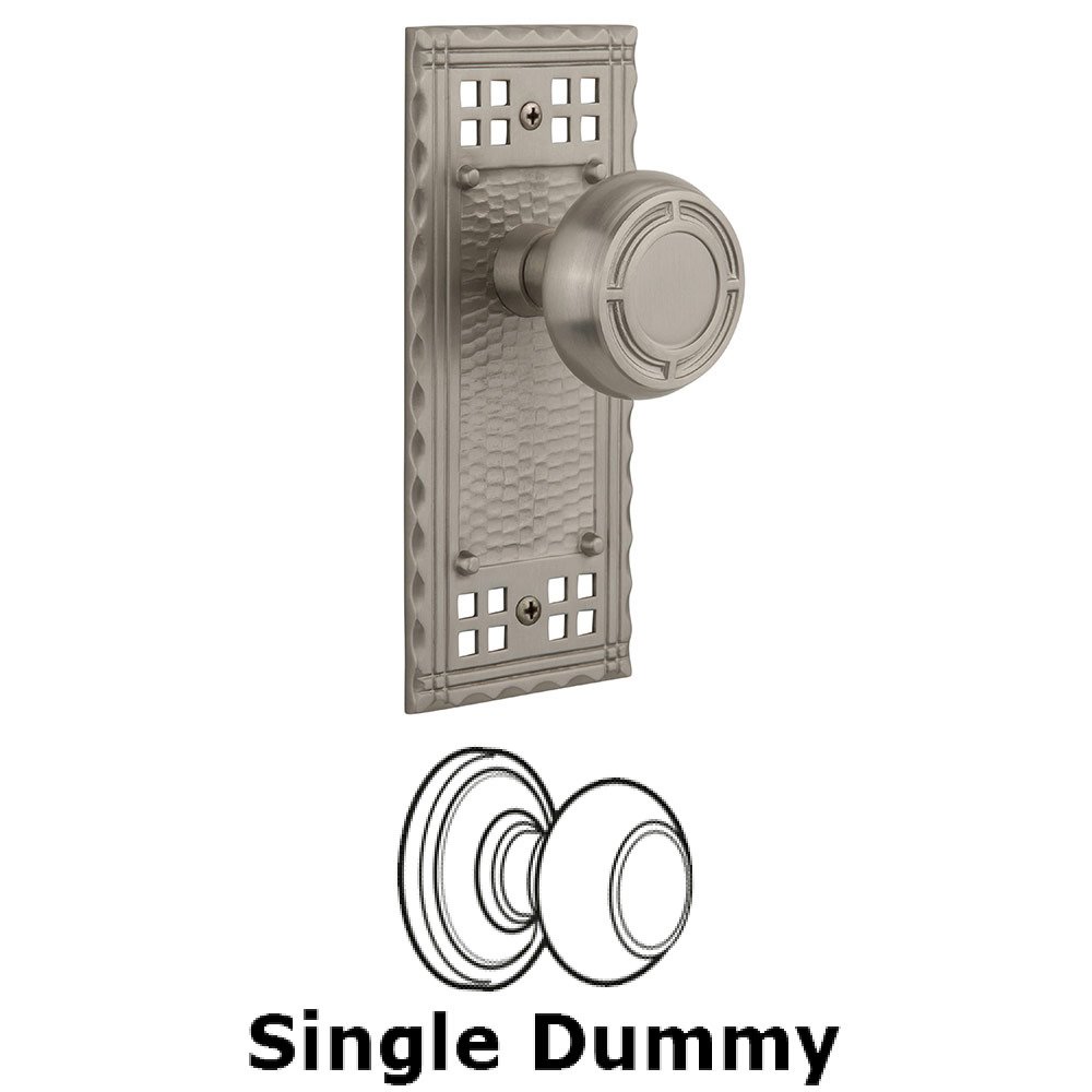 Single Dummy Craftsman Plate with Mission Knob in Satin Nickel
