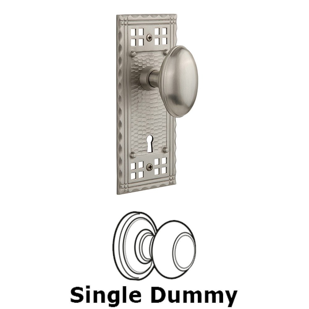 Single Dummy Craftsman Plate with Homestead Knob and Keyhole in Satin Nickel