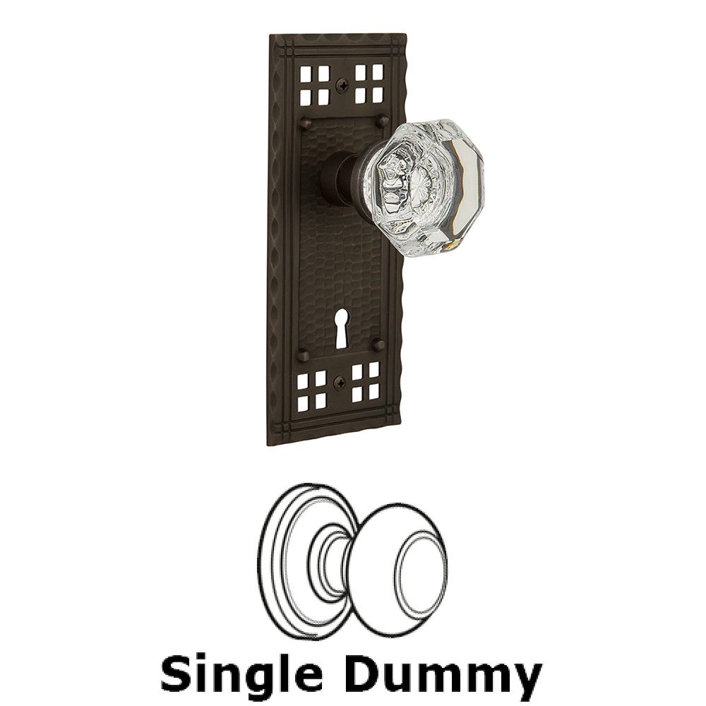 Single Dummy Craftsman Plate with Waldorf Knob and Keyhole in Oil Rubbed Bronze