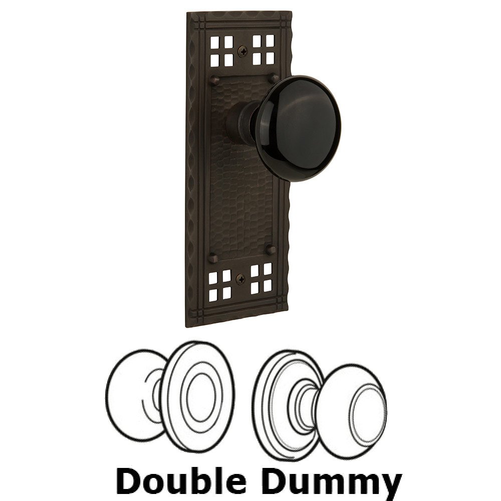 Double Dummy Craftsman Plate with Black Porcelain Knob in Oil Rubbed Bronze