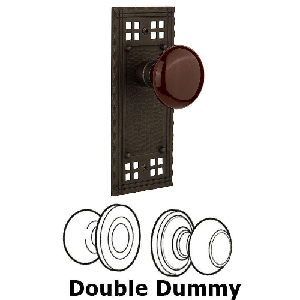 Double Dummy Craftsman Plate with Brown Porcelain Knob in Oil Rubbed Bronze