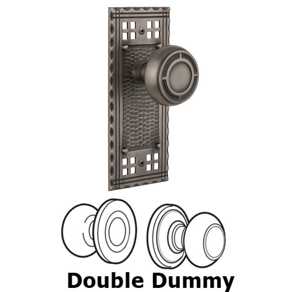 Double Dummy Craftsman Plate with Mission Knob in Antique Pewter