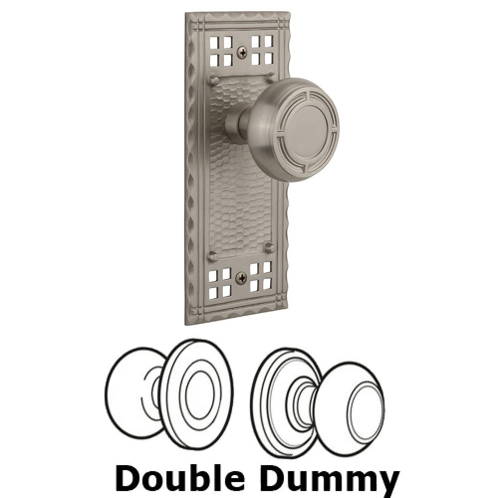 Double Dummy Craftsman Plate with Mission Knob in Satin Nickel