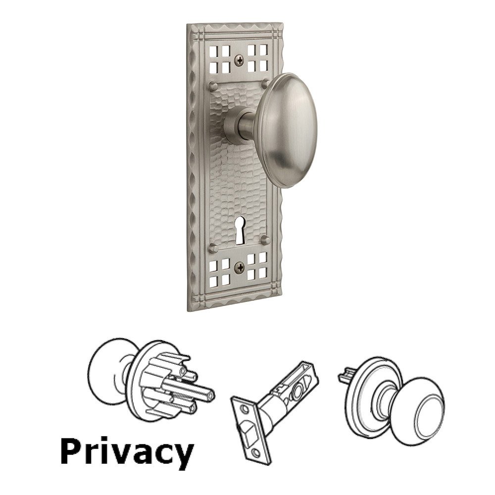 Privacy Craftsman Plate with Keyhole and Homestead Door Knob in Satin Nickel