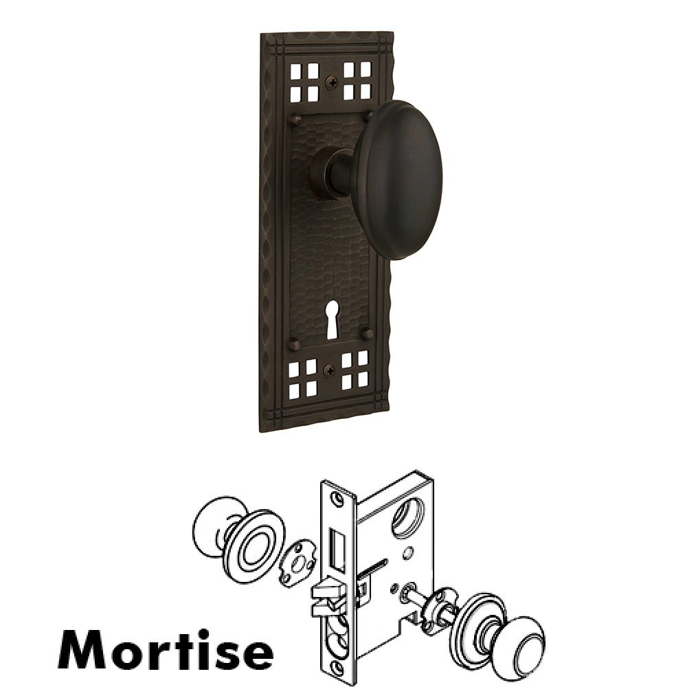 Mortise Craftsman Plate with Homestead Knob and Keyhole in Oil Rubbed Bronze
