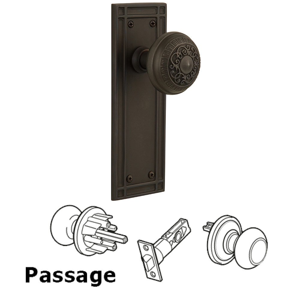Passage Mission Plate with Egg & Dart Door Knob in Oil-Rubbed Bronze