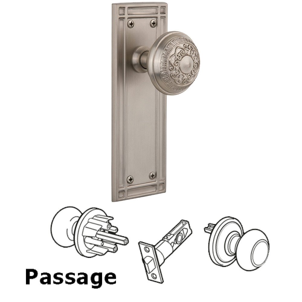Passage Mission Plate with Egg and Dart Knob in Satin Nickel