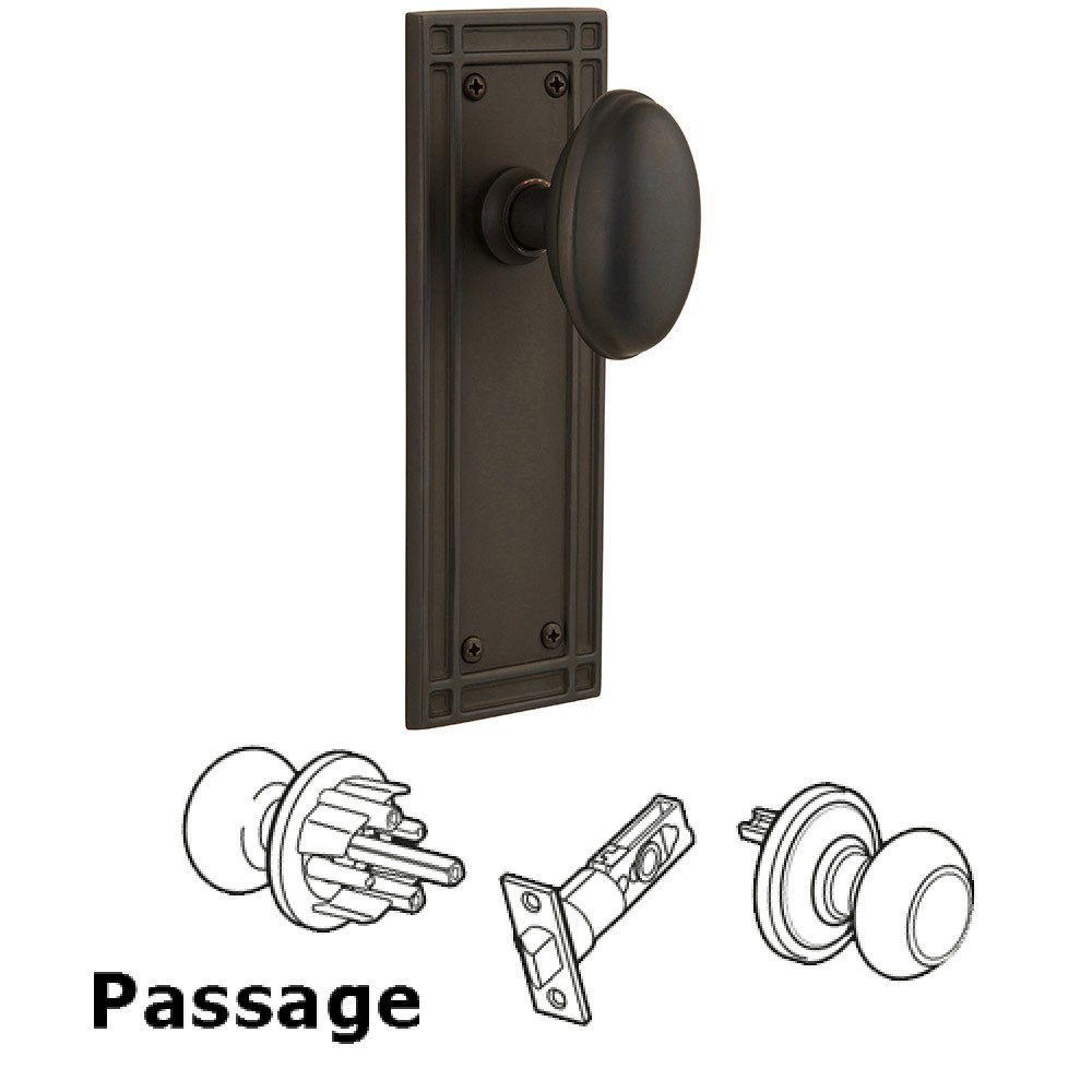 Passage Mission Plate with Homestead Door Knob in Oil-Rubbed Bronze