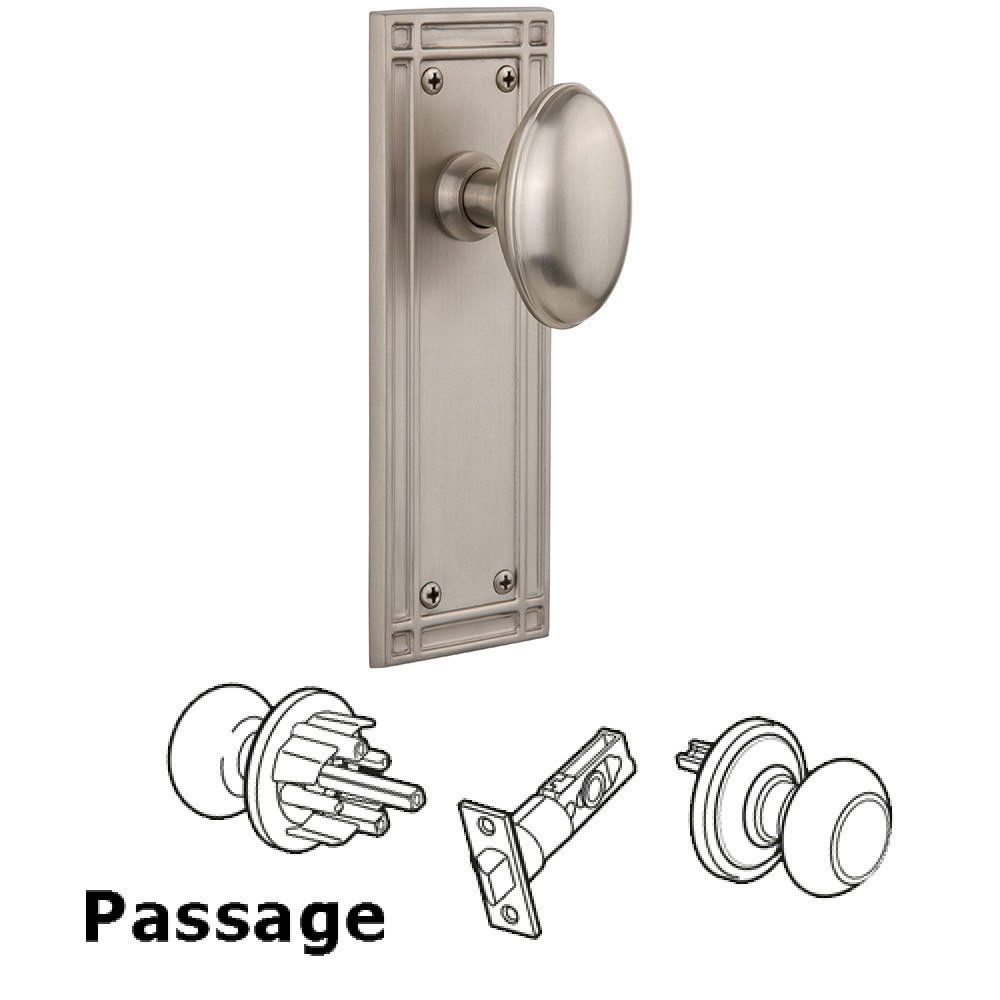 Passage Mission Plate with Homestead Knob in Satin Nickel