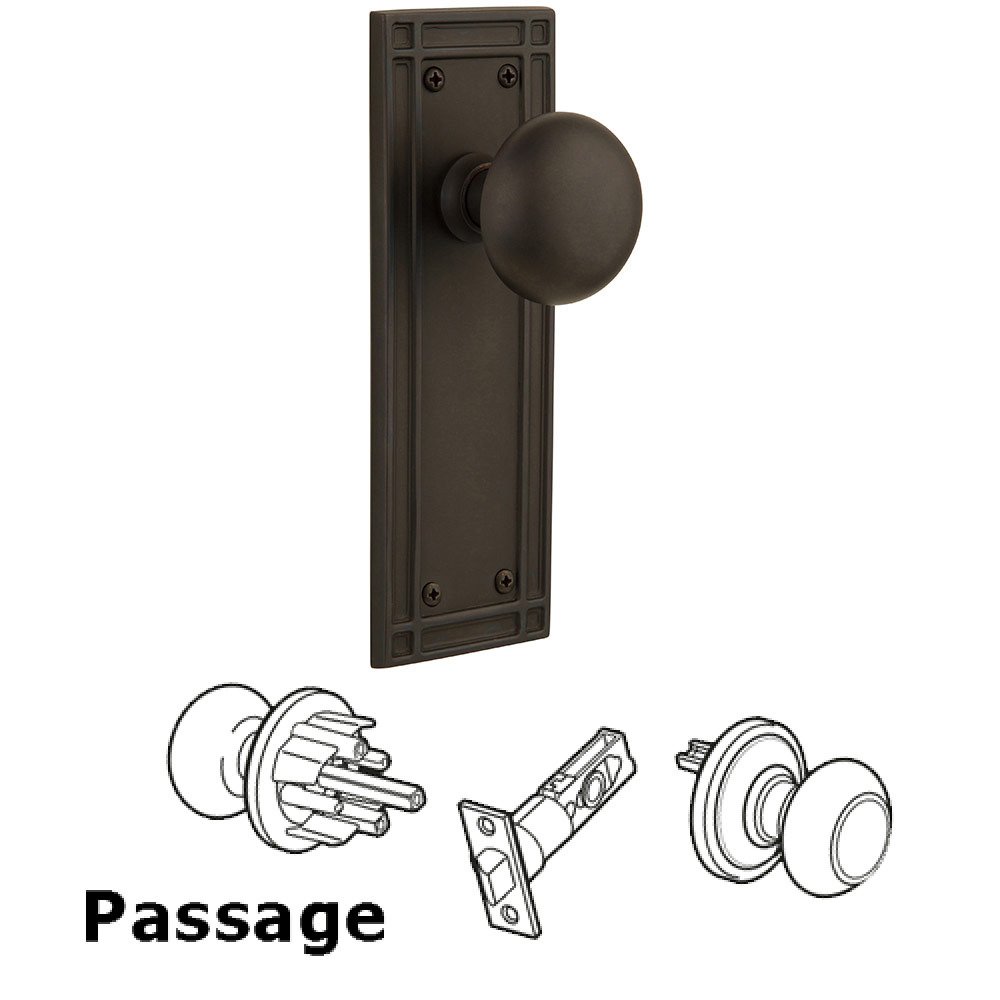 Passage Mission Plate with New York Door Knob in Oil-Rubbed Bronze