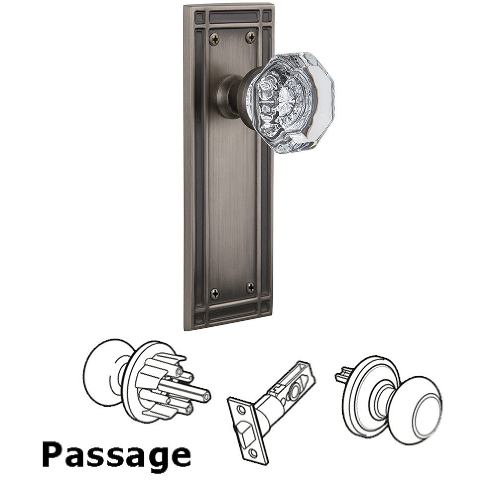 Passage Mission Plate with Waldorf Door Knob in Antique Pewter