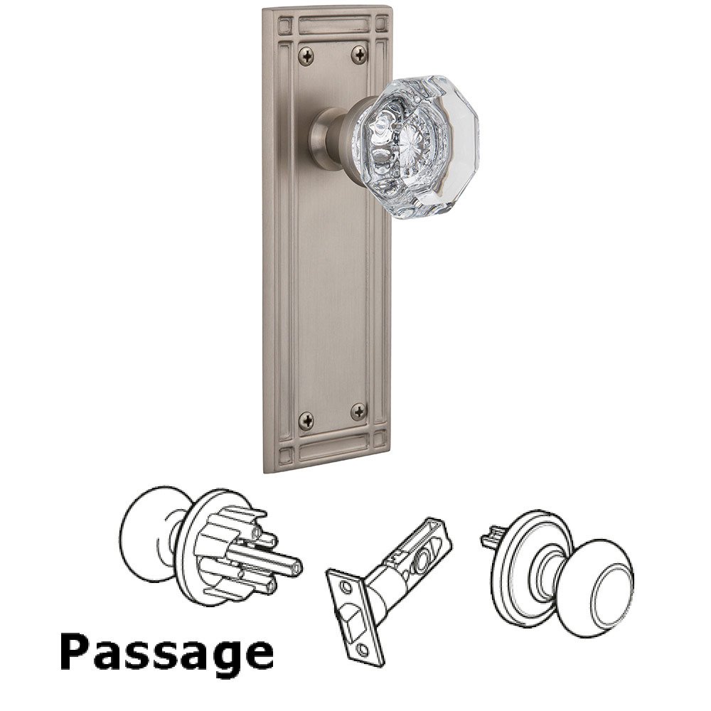 Passage Mission Plate with Waldorf Knob in Satin Nickel
