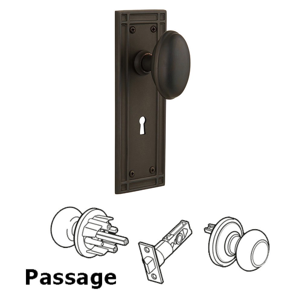 Passage Mission Plate with Homestead Knob and Keyhole in Oil Rubbed Bronze