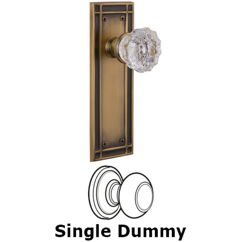 Single Dummy Mission Plate with Crystal Knob in Antique Brass
