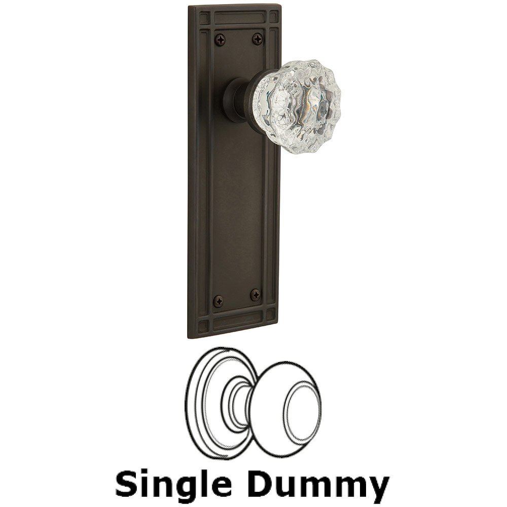 Single Dummy Mission Plate with Crystal Knob in Oil Rubbed Bronze