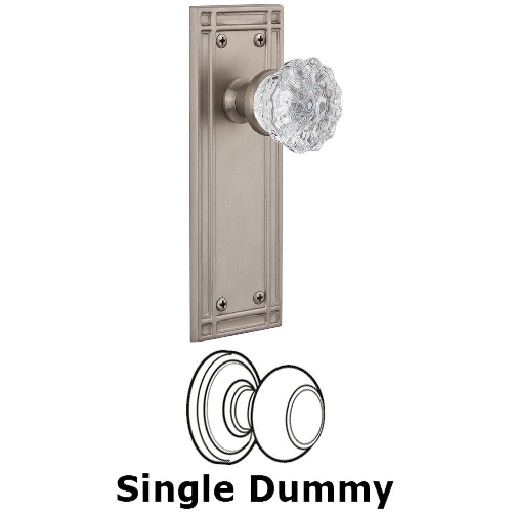 Single Dummy Mission Plate with Crystal Knob in Satin Nickel