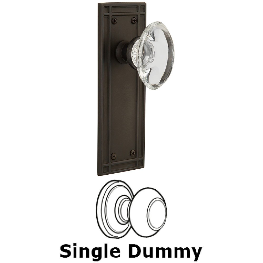 Single Dummy Mission Plate with Oval Clear Crystal Knob in Oil Rubbed Bronze