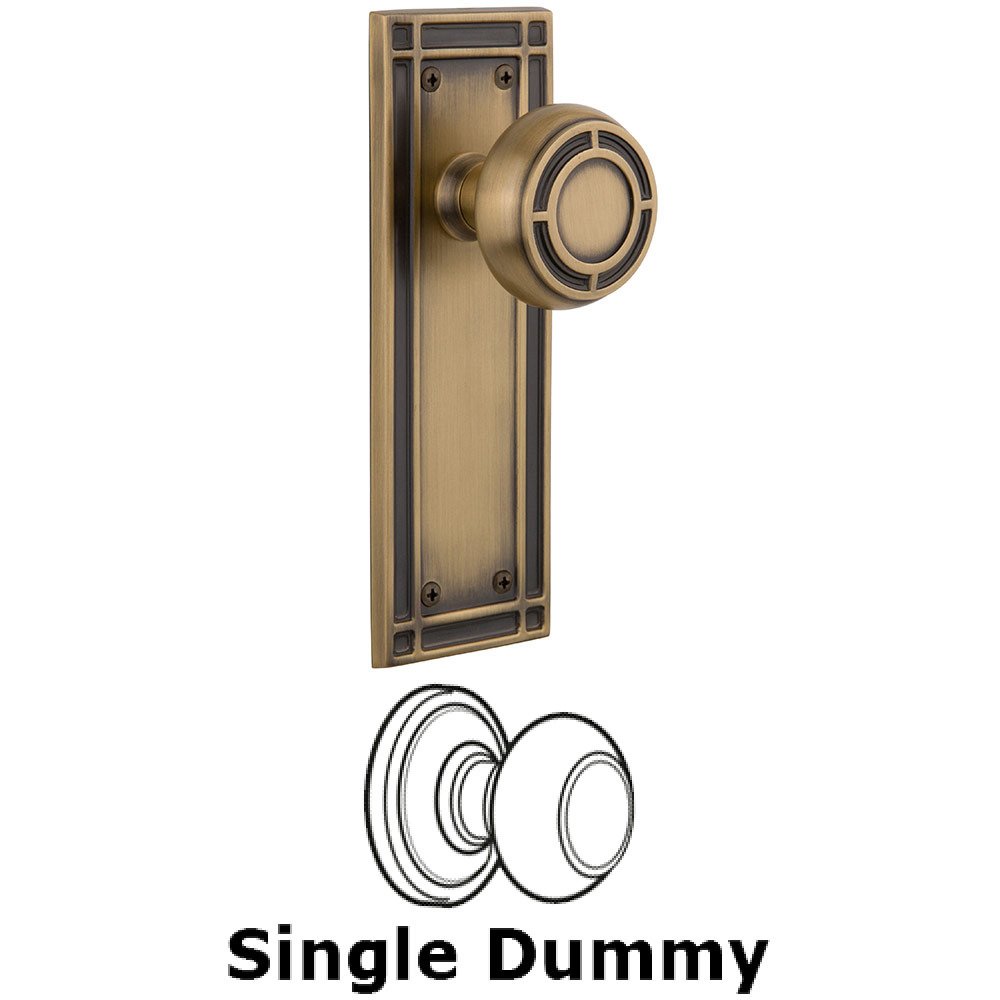 Single Dummy Mission Plate with Mission Knob in Antique Brass
