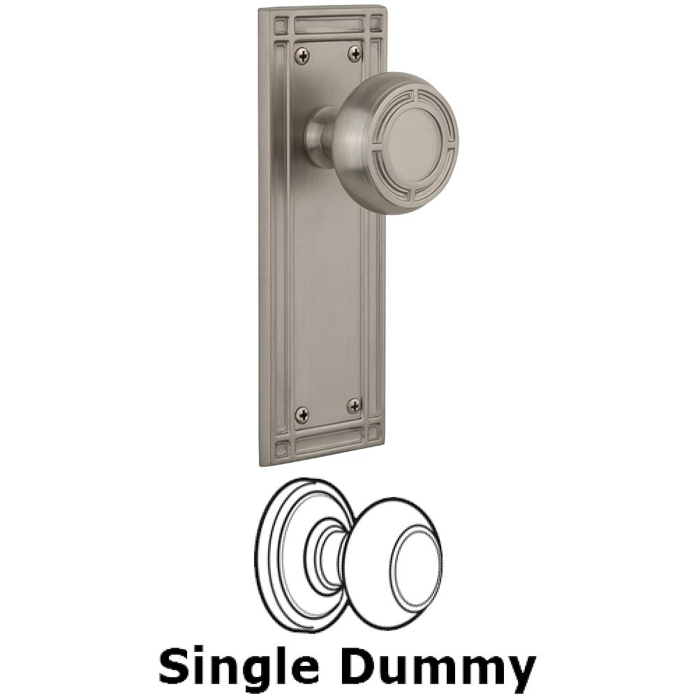 Single Dummy Mission Plate with Mission Knob in Satin Nickel