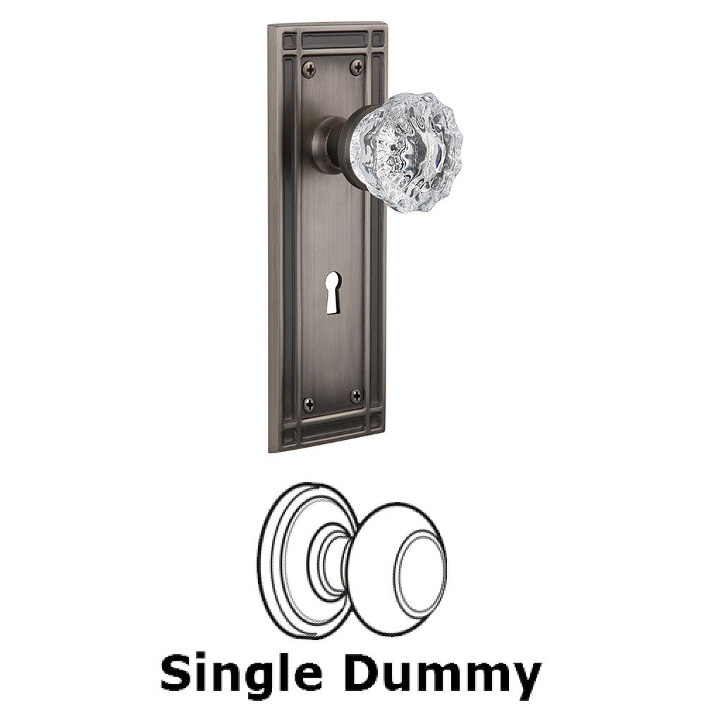 Single Dummy Mission Plate with Crystal Knob and Keyhole in Antique Pewter