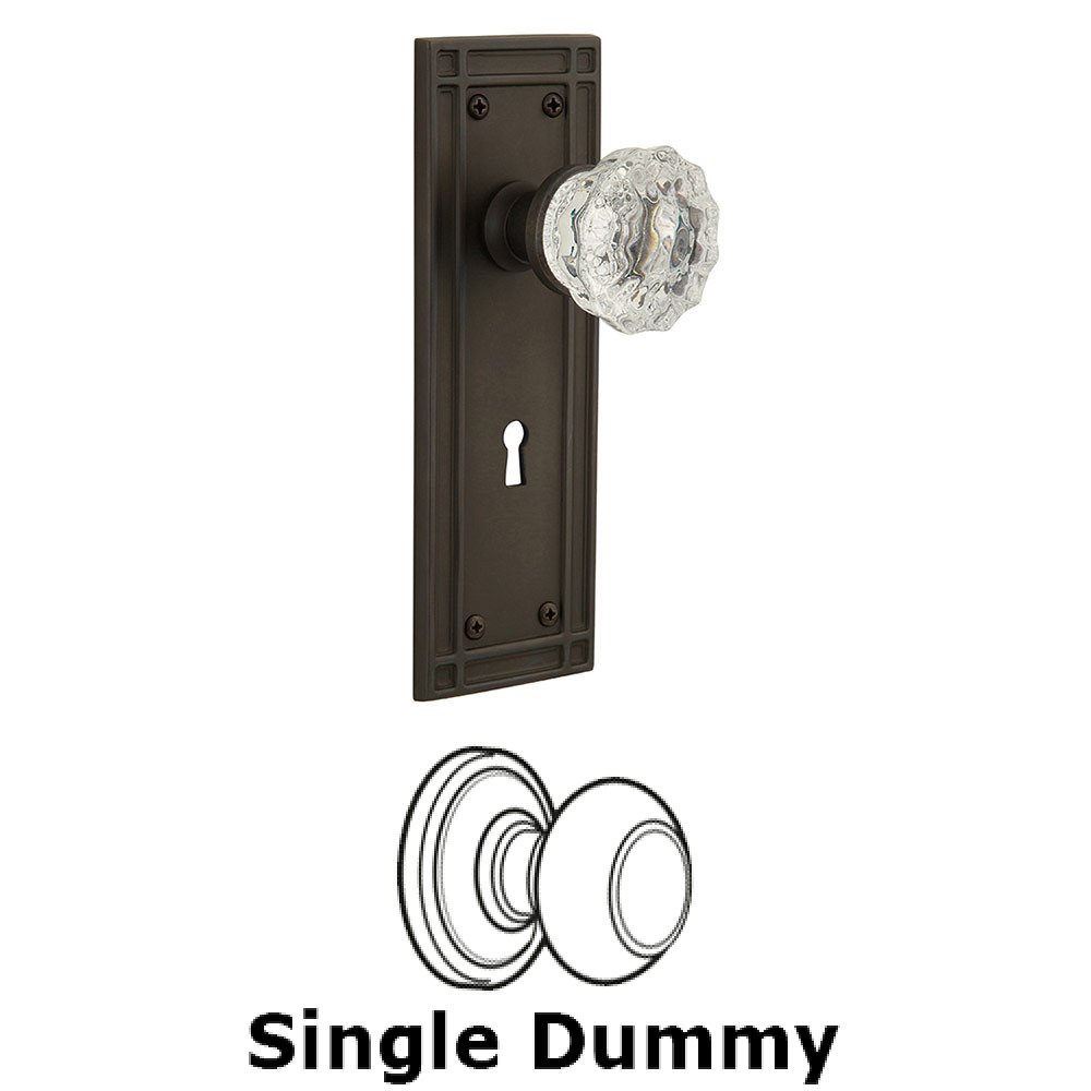 Single Dummy Mission Plate with Crystal Knob and Keyhole in Oil Rubbed Bronze