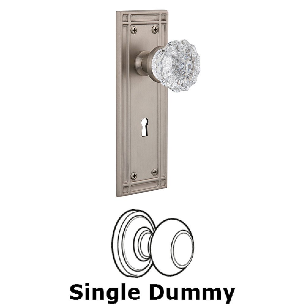 Single Dummy Mission Plate with Crystal Knob and Keyhole in Satin Nickel