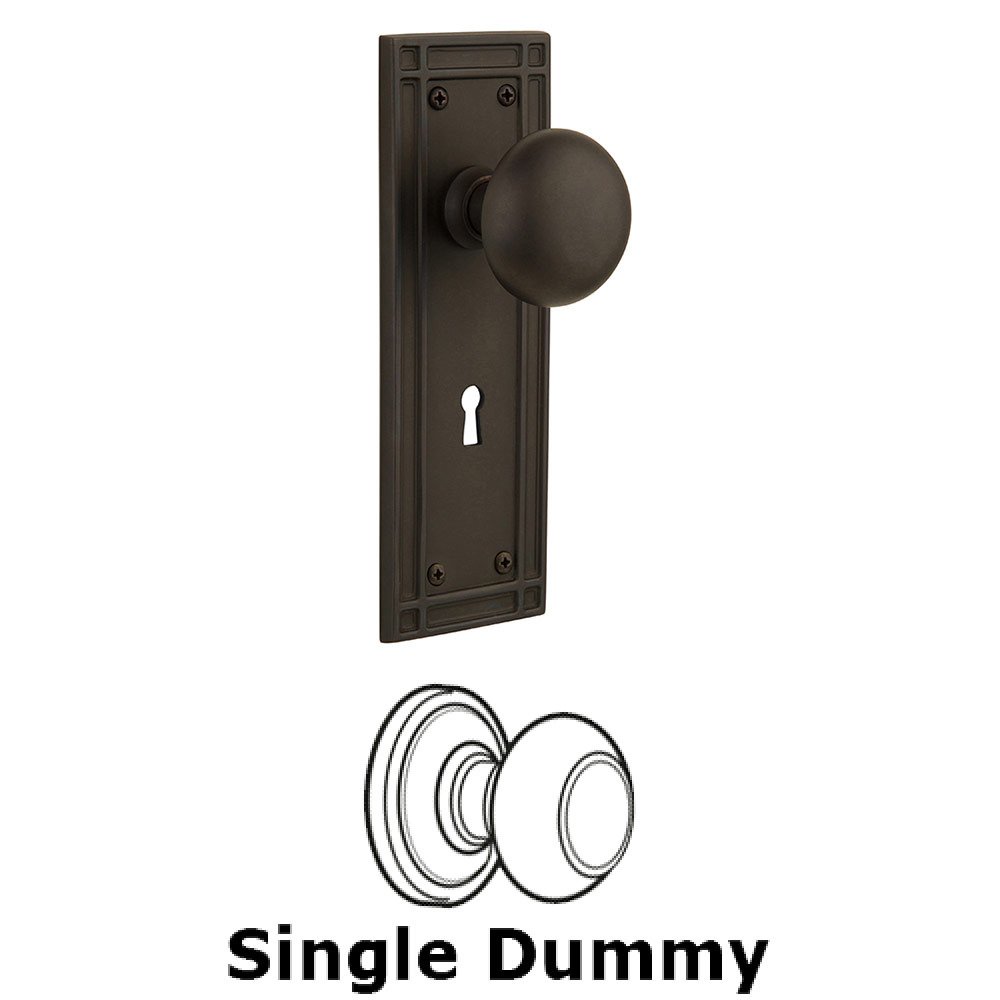 Single Dummy Mission Plate with New York Knob and Keyhole in Oil Rubbed Bronze