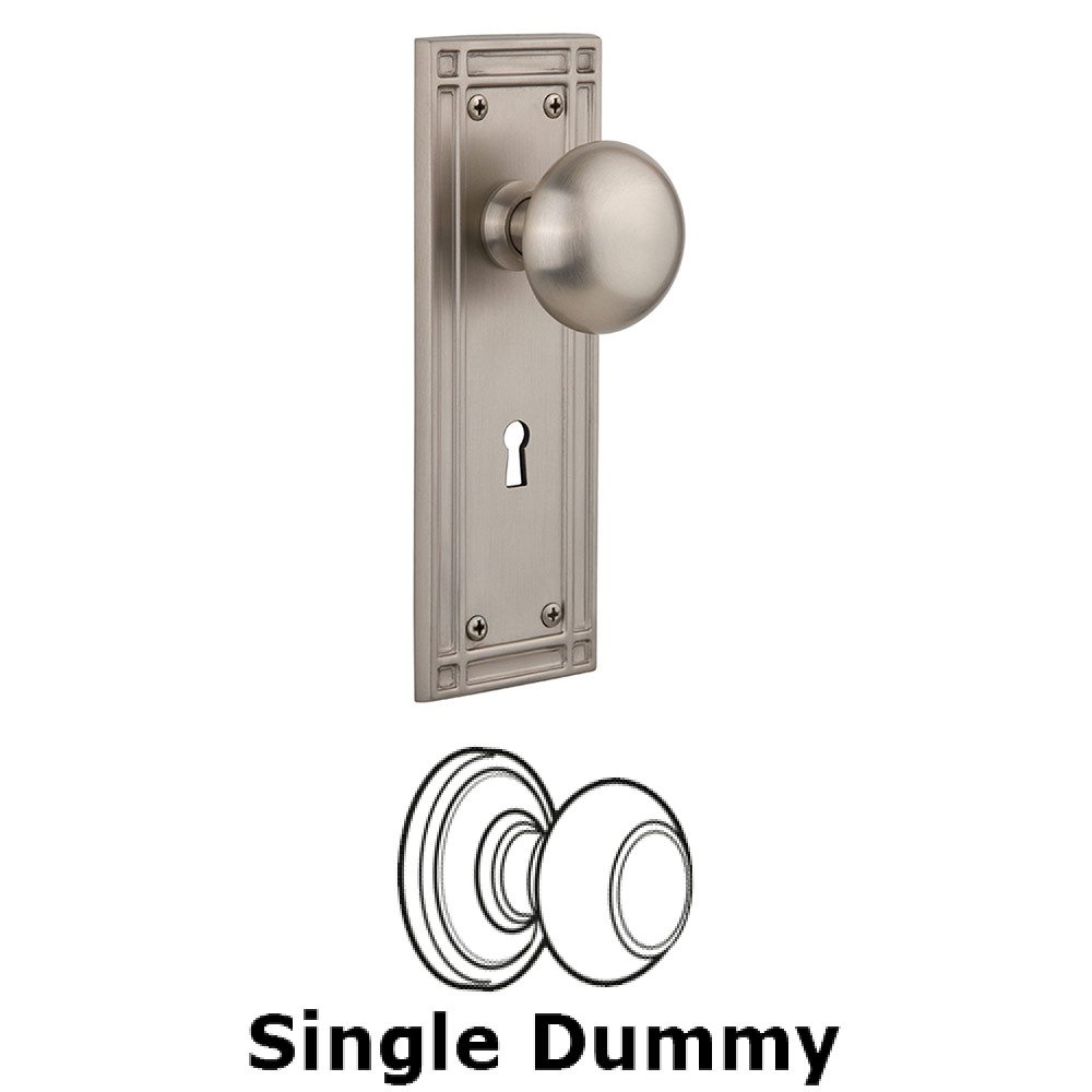 Single Dummy Mission Plate with New York Knob and Keyhole in Satin Nickel