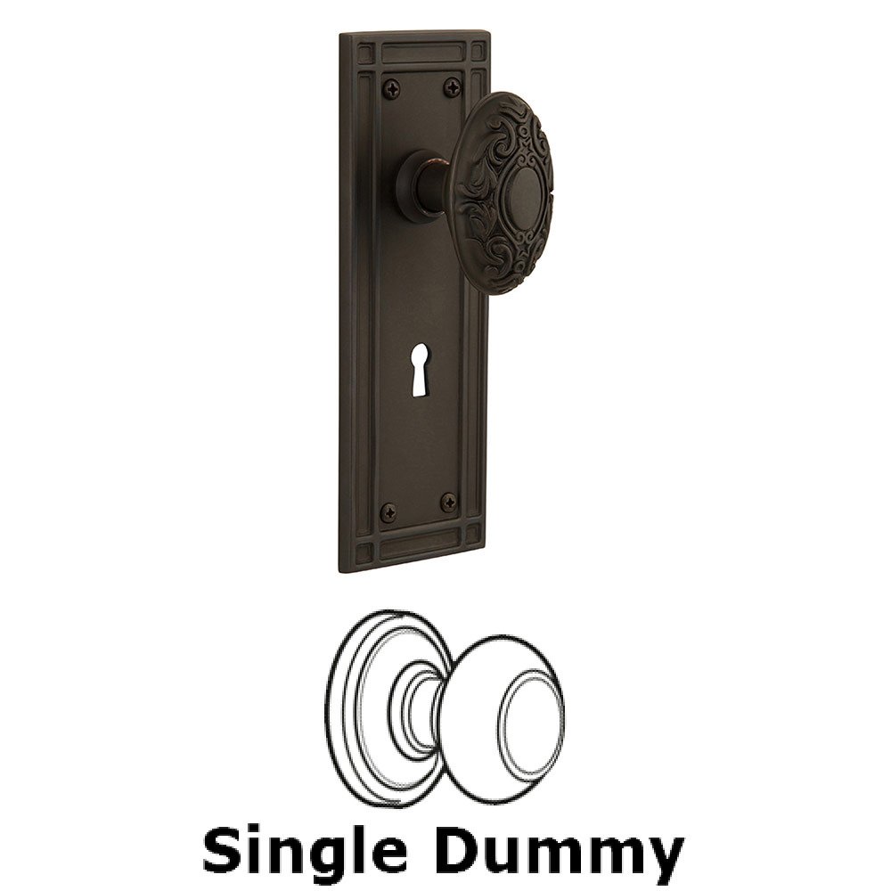 Single Dummy Mission Plate with Victorian Knob and Keyhole in Oil Rubbed Bronze