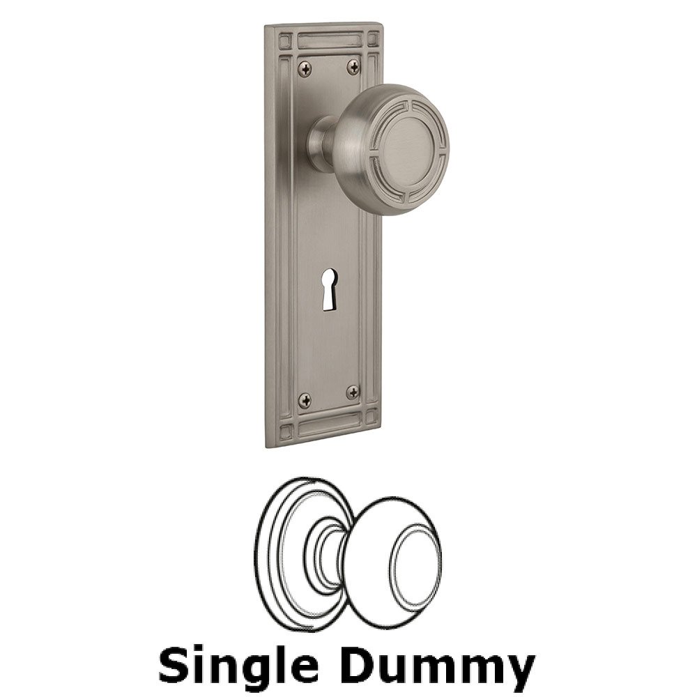 Single Dummy Mission Plate with Mission Knob and Keyhole in Satin Nickel