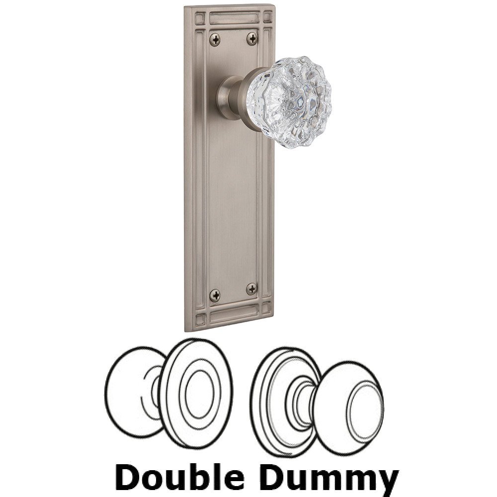 Double Dummy Mission Plate with Crystal Knob in Satin Nickel