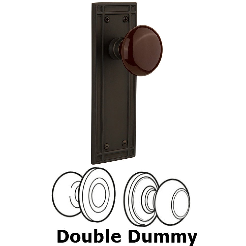 Double Dummy Mission Plate with Brown Porcelain Knob in Oil Rubbed Bronze