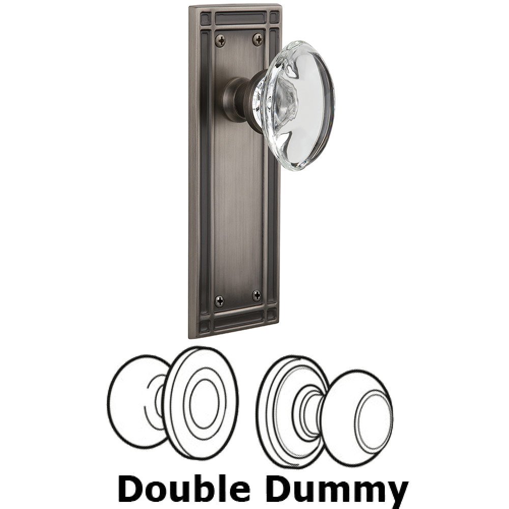 Double Dummy Mission Plate with Oval Clear Crystal Knob in Antique Pewter