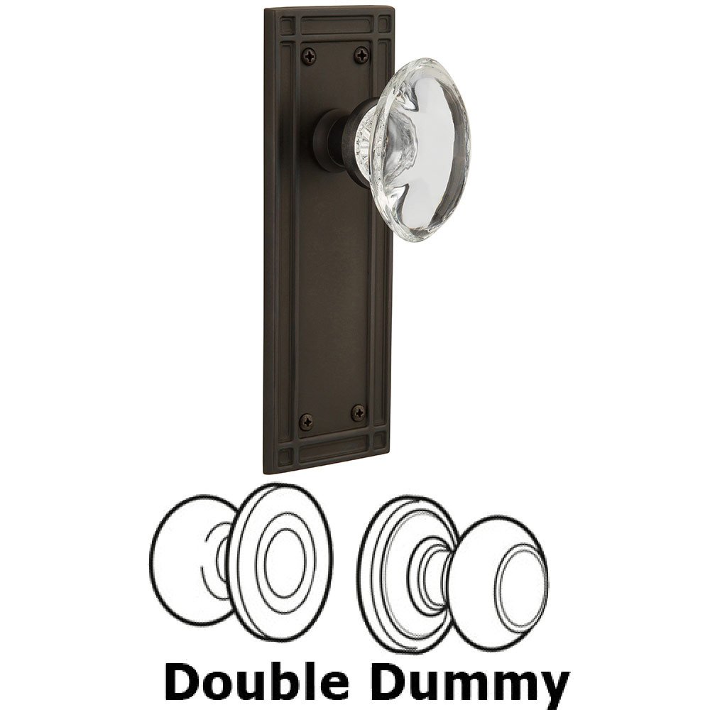 Double Dummy Mission Plate with Oval Clear Crystal Knob in Oil Rubbed Bronze